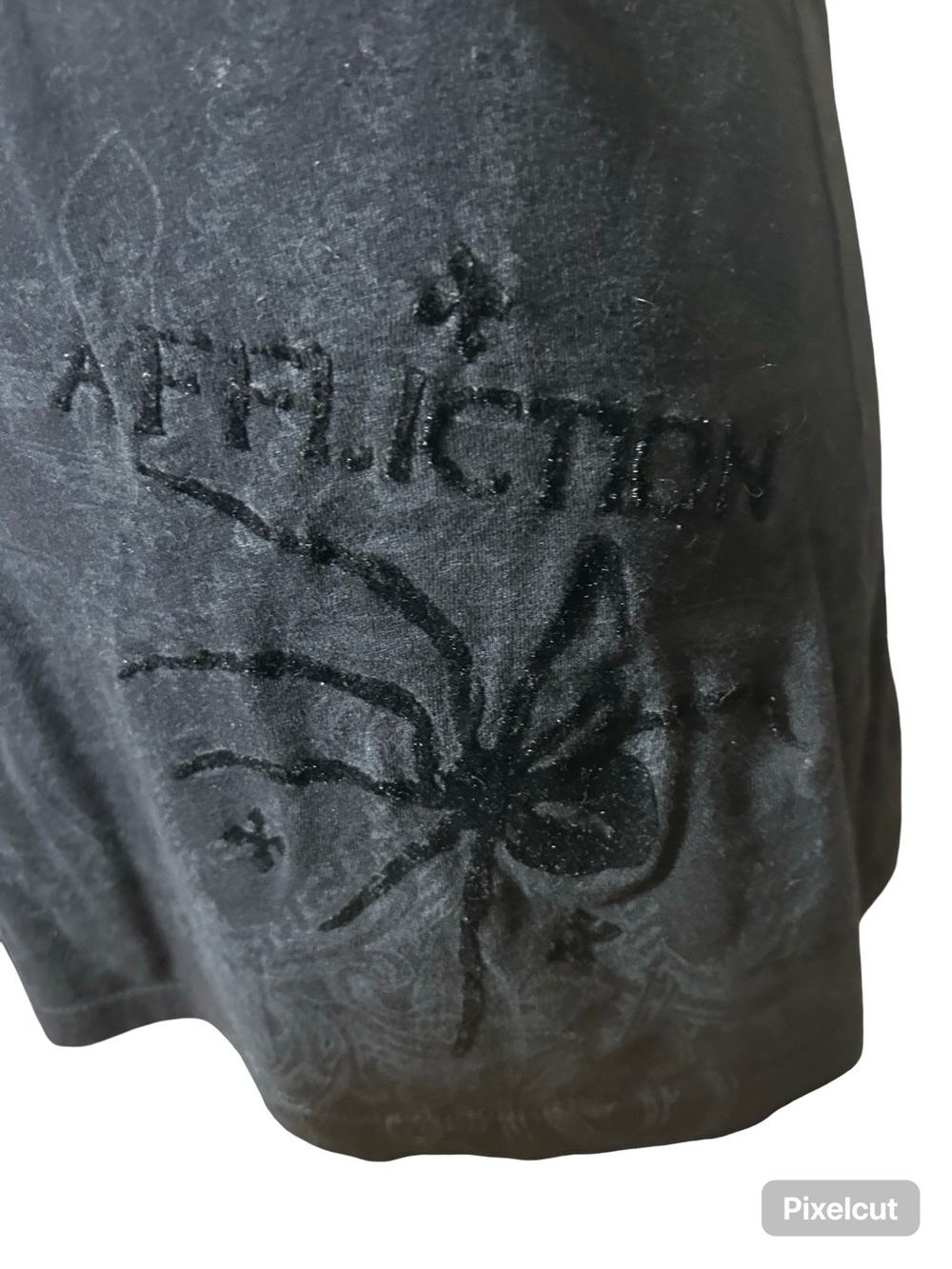 Affliction Black Short-Sleeve Strappy V-Neck Graphic Tee - Picture 3 of 4